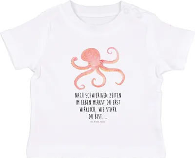 Produktbild von Mr. & Mrs. Panda T-Shirt Tintenfisch 0. - 6. Monat - Weiß - Geschenk, Ozean, Baby Kurzarmshirt, Kleinkind Shirt, Lustige Sprüche, Meer, Wasser, Meerestier, Babyshirt