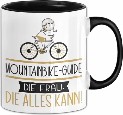 Produktbild von Mountainbike-Guide Geschenk Tasse Becher Die Frau Die Allen Kann Geschenkidee für eine Mountainbike-Guide Lustig (Schwarz)