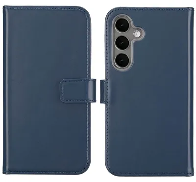 Imagen del producto de Funda de Cuero Auténtico tipo Libro para Samsung Galaxy S25 Plus - Azul