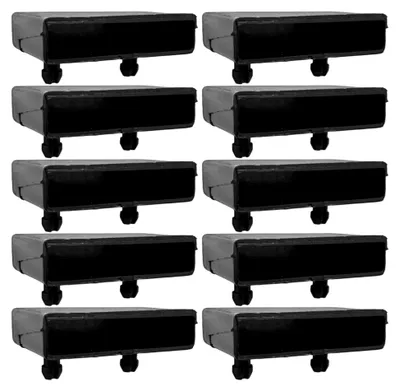 Produktbild von 10 Lattenhalter 63 x 12 mm Kunststoff für Lattenrost Metallrahmen Bett Endkappen Befestigung Clips Zapfen, schwarz