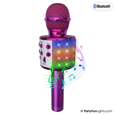 Produktbild von PartyFunLights Bluetooth Karaoke-Mikrofon mit Beleuchtung und Lautsprecher in Rosa