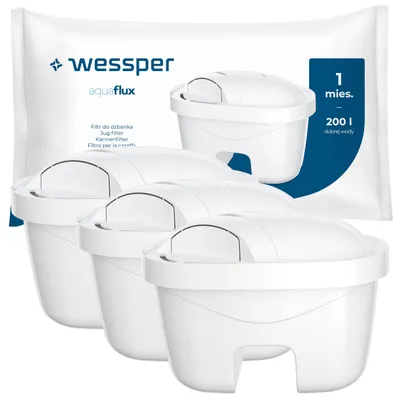 Produktbild von Wessper 3x AquaFlux Wasserfilterkartuschen – Kompatibel mit Laica Bi-Flux, Brita Maxtra+, Dafi Unimax