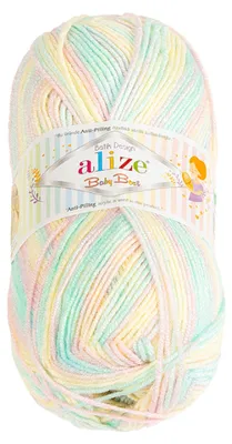 Produktbild von Garn BABY BEST BATIK - 100g / 240 m - Mint, Weiß, Gelb