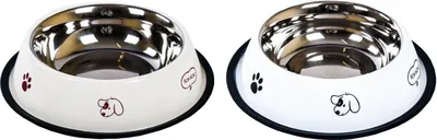 Image de Gamelle en acier inoxydable Ø 21,5cm antiglisse gamelle d'eau chien chat, couleur:beige/bordeaux