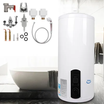 Imagen del producto de Calentador de agua eléctrico de 50 litros, 2000 W de potencia, acero inoxidable, color blanco