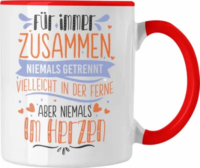 Produktbild von Trendation -  Fernbeziehung Geschenk für Ihn Sie Tasse mit Spruch Valentinstag Geburtstag Geschenk Freund (Rot)