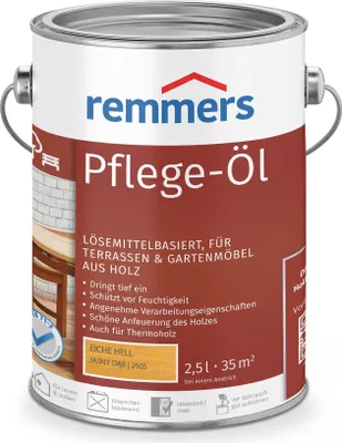 Produktbild von Remmers Pflege-Öl Eiche Hell 2,5 Liter Lösemittelbasiertes, dekoratives Öl für Terrassen & Gartenmöbel aus Holz