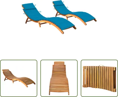 Produktbild von The Living Store Sonnenliegen 2 Stk. mit Auflagen Massivholz Akazie
