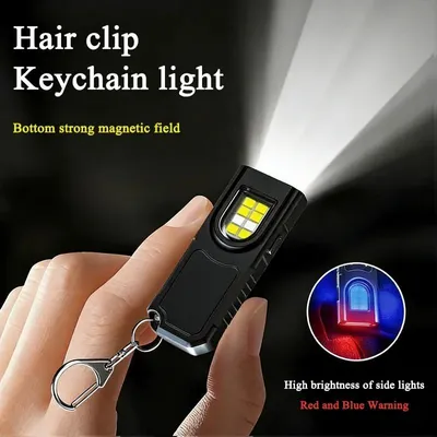 Produktbild von Mini-LED-Taschenlampe mit COB-Seitenlicht, Magnet, USB-C-Ladeanschluss und 5 Leuchtmodi