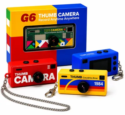 Zdjęcie produktu dla DETAILFORGE Nano Cam G6 - Mini kamera w retro stylu, idealna dla dzieci, breloczek z cyfrową kamerą, niebieska