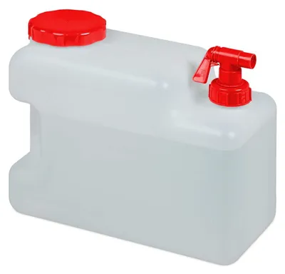Image de Jerrycan à eau - 12 litres - Avec robinet - Blanc et rouge - Pour camping et pique-nique