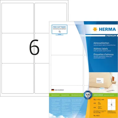 Produktbild von Etiketten weiß 99,1x99,1mm Premium A4 VE=14x600 Stück