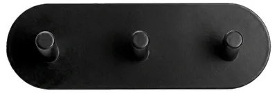 Zdjęcie produktu dla Czarny metalowy haczyk ścienny samoprzylepny, potrójny, 15x5x3,5 cm