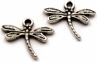 Produktbild von 12 Anhänger für Charm oder Kette, Libelle, 14 x 18 mm, antiksilber