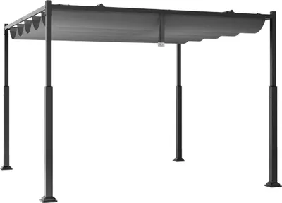 Image de Pergola de 3,1 x 3,1 m avec toit coulissant, tonnelle de jardin étanche et résistante à l'hiver, gris