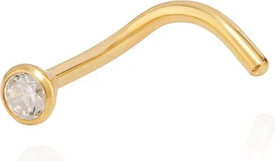 Produktbild von Nasenpiercing 750 Gold 18 Karat Nasenstecker Spiralen-Form 2mm Zirkonia Weiß