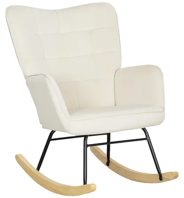 Immagine prodotto di Poltrona a dondolo - Sedia a dondolo - Poltrona relax - Poltrona - Beige - Rivestimento spesso e morbido