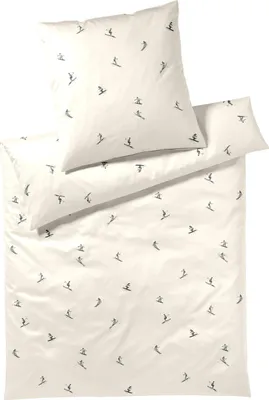 Produktbild von elegante Mako-Satin Bettwäsche-Garnitur Mono Ski Farbe Graphit Größe 155x220+80x80