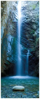 Produktbild von Wallario Wandbild aus Acryl, 200 x 80 cm, freischwebende Optik - Wasserfall bei Sonneneinfall