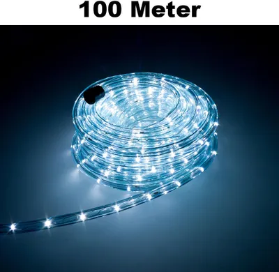 Produktbild von Trade-Shop LED Lichtschlauch Komplett Set mit Zubehör Lichterkette Beleuchtung Weiß 100 Meter F3 LED für Drinnen/Draußen Weihnachten Beleuchtung Dekoration Lichterschlauch