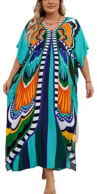 Produktbild von Maxi Kaftan Strandkleid für Damen mit Blumenmuster