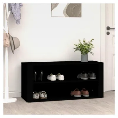 Produktbild von Schuhregal Schuhschrank Schuhablage Schuhständer Schuhaufbewahrung Regal Schuhorganizer Schuhkommode Schwarz 100x35x45cm Holzwerkstoff