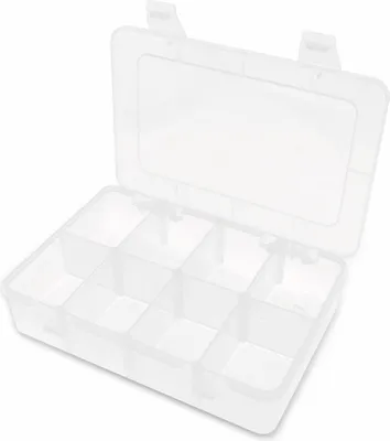 Obrázok produktu pre Krabica na sortiment, 185x125x42, 8 priehradiek, variabilná, PP, priehľadná