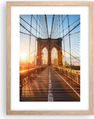 Produktbild von Gerahmtes Poster - Rahmen in heller Eiche - New York Brücke - 30x40 cm - Wand Bild - Wanddeko - Wandbilder - Kunstposter - Wandposter - Bilderrahmen - Bilder - Kunstdruck - Wandbild - P2NPA30x40-3707