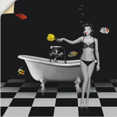 Produktbild von ARTland Wandbild, selbstklebend Ein Badezimmer für Fische Größe: 100x100 cm
