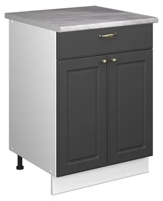 Obrázek produktu pro Spodní skříňka pro dřez/varnou desku Vicco Fame-Line Anthrazit-Gold Landhaus/Bílá 60 cm se zásuvkou, PD Mramor, Model 60947