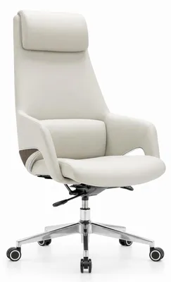 Produktbild von Ergonomischer Chefsessel in Creme mit Kopfstütze und Metallgestell
