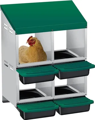 Produktbild von Hühner Legenest - Nistbox - 2-Stöckig - 4 Fächer - Rollnest Eiersammlung - Herausziehbare Eierschublade - Edelstahl - Schwarz