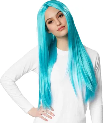 Produktbild von Perücke Lange Haare glatt - türkis
