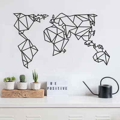 Obrázok produktu pre Wallity, Mapa sveta2, dekorácia na stenu, čierna, kov, 100 x 58 cm