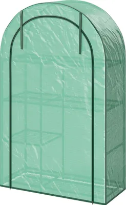 Produktbild von Mini-Gewächshaus,4-stufigesGewächshausmitKunststoff-Plane,tragbar,Rolltür,100x45x160cm,Grün