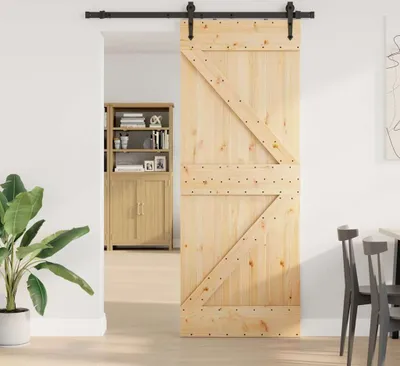 Zdjęcie produktu dla vidaXL Drzwi przesuwne z okuciem 80x210 cm lite drewno sosnowe