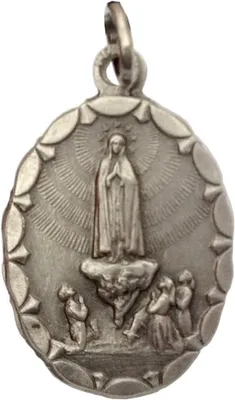 Imagen del producto de Medalla de la Virgen de Fátima, ovalada, fabricada al 100% en Italia, símbolo de protección