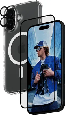 Zdjęcie produktu dla PanzerGlass ® 3-in-1 Protection Bundle iPhone 16, Apple, Apple - iPhone 16, Aplikacja na sucho, Odporny na zadrapania, Odporny na wstrząsy, Przezroczysty, 1 szt.