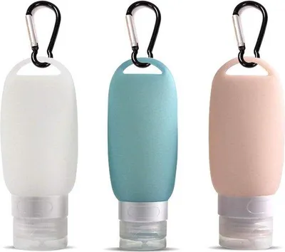Immagine prodotto di Set di bottiglie da viaggio in silicone da 60 ml, 3 pezzi, impermeabili