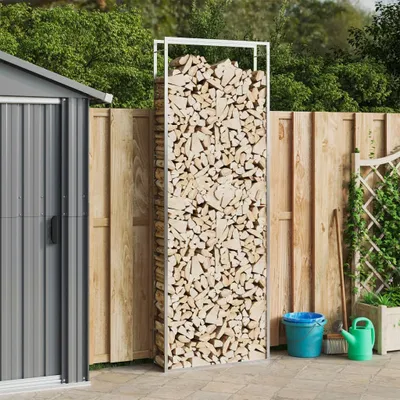 Produktbild von vidaXL Brennholzregal 110x28x312 cm Edelstahl