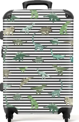 Produktbild von NoBoringSuitcases.com® Großer Koffer - Dino - Muster - Jungen - Kind - Kombinationsschloss TSA - Hartschalen Trolley 4 Rollen - 72 liter - Reisekoffer - 66 cmKoffer Mittelgroß 67x43x25 cm, 72L,