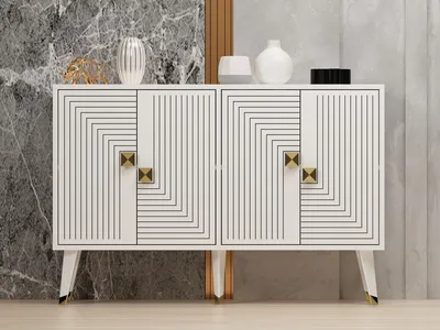Immagine prodotto di Skye Decor, Ahart - Bianco, Oro, Armadi da soggiorno, Bianco, 120 x 80 x 30 cm