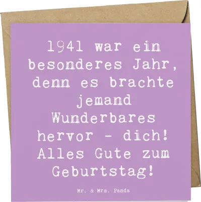 Produktbild von Mr. & Mrs. Panda Glückwunschkarte Spruch 1941 Geburtstag - Lavendeltraum - Geschenk, besondere Geschenke, besonderes Jahr, Happy Birthday, Geburtstagsgeschenk, Grußkarte