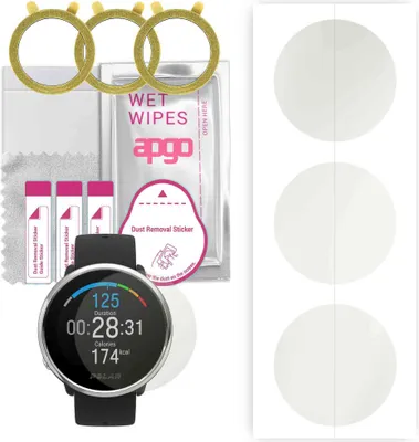Produktbild von apgo 3 Stück Schutzfolie, Matt, kompatibel mit Polar Ignite S  Smartwatch, Hydrogel Displayschutzfolie mit Positionierhilfe, Displayfolie, robust und kratzfest