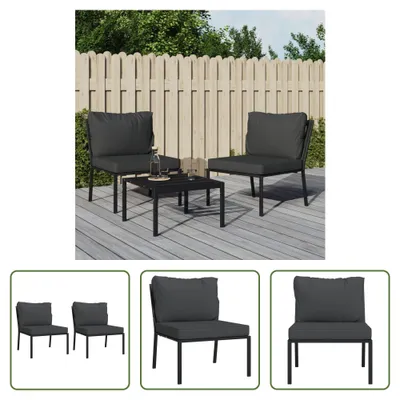 Produktbild von The Living Store Gartenstühle mit Grauen Kissen 2 Stk. 60x74x79 cm Stahl