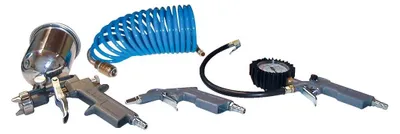 Güde Druckluft-Set 4-tlg. Metall Kompressor Zubehör Set Reifenfüller 5m Schlauch Sprühpistole Ausblaspistole Spiralschlauch 494664 84092 4015671840929 Stabilo-Fachmarkt.de