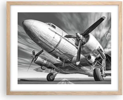 Produktbild von Gerahmtes Poster - Rahmen in heller Eiche - Flugzeug Retro Flugzeug - 50x40 cm - Wand Bild - Wanddeko - Wandbilder - Kunstposter - Wandposter - Bilderrahmen - Bilder - Kunstdruck - P2NAA50x40-4952