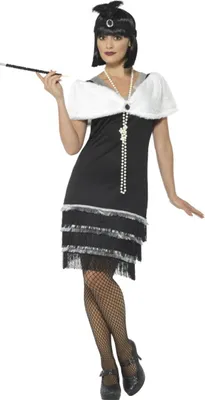 Produktbild von 20er-Jahre Charlestonkostüm für Damen schwarz-weiss