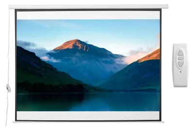Produktbild von 100-Zoll-Leinwand (4:3), verstellbar, mit Fernbedienung, kompakte motorisierte Projektionsleinwand, Wand- oder Deckenmontage, 203 x 152 cm, Wei?