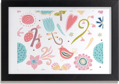Produktbild von Bild 30x20 MDF-Rahmen, Wandkunst Blumen und Vögel
